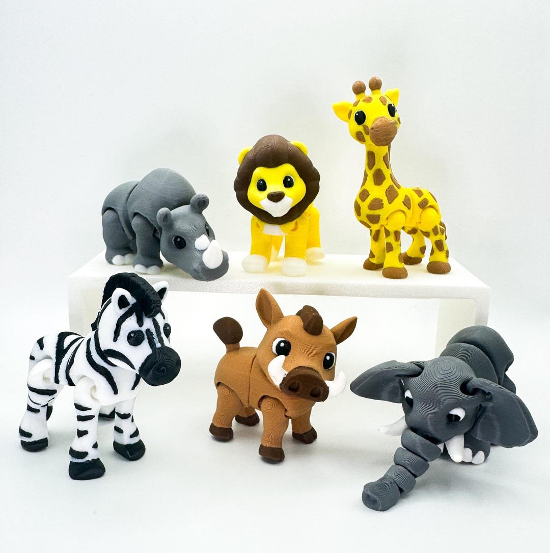 Animais de safari articulados impressos em 3D
